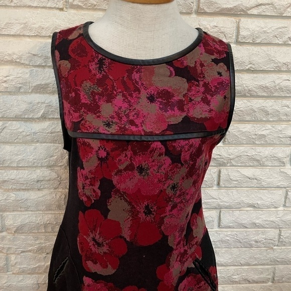 YOANA Baraschi Dress Floral Knot Faux Leather Sleeveless colorbock Sz M - Picture 4 of 9